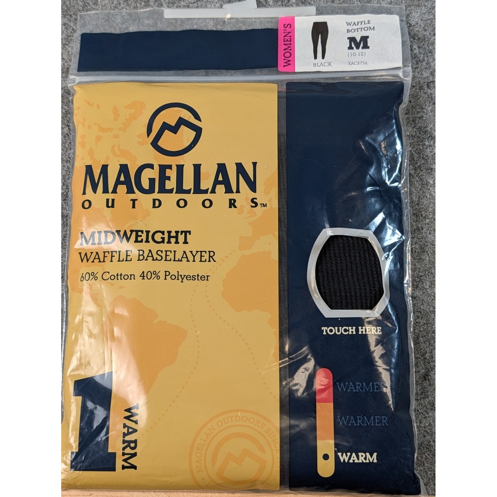 Magellan Outdoors Womens Midweight Waffle Baselayer Bottoms Black M XAC8756